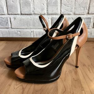 White House Black Market Tricolor Ankle Strap Heel